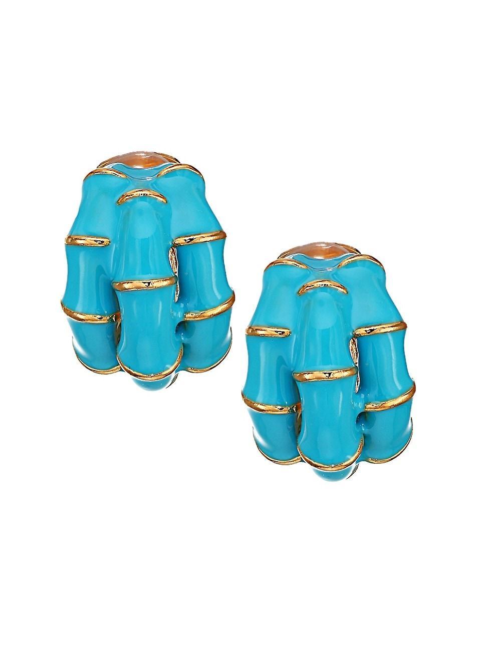 Womens Turquoise Clip-On Hoop Earrings Product Image