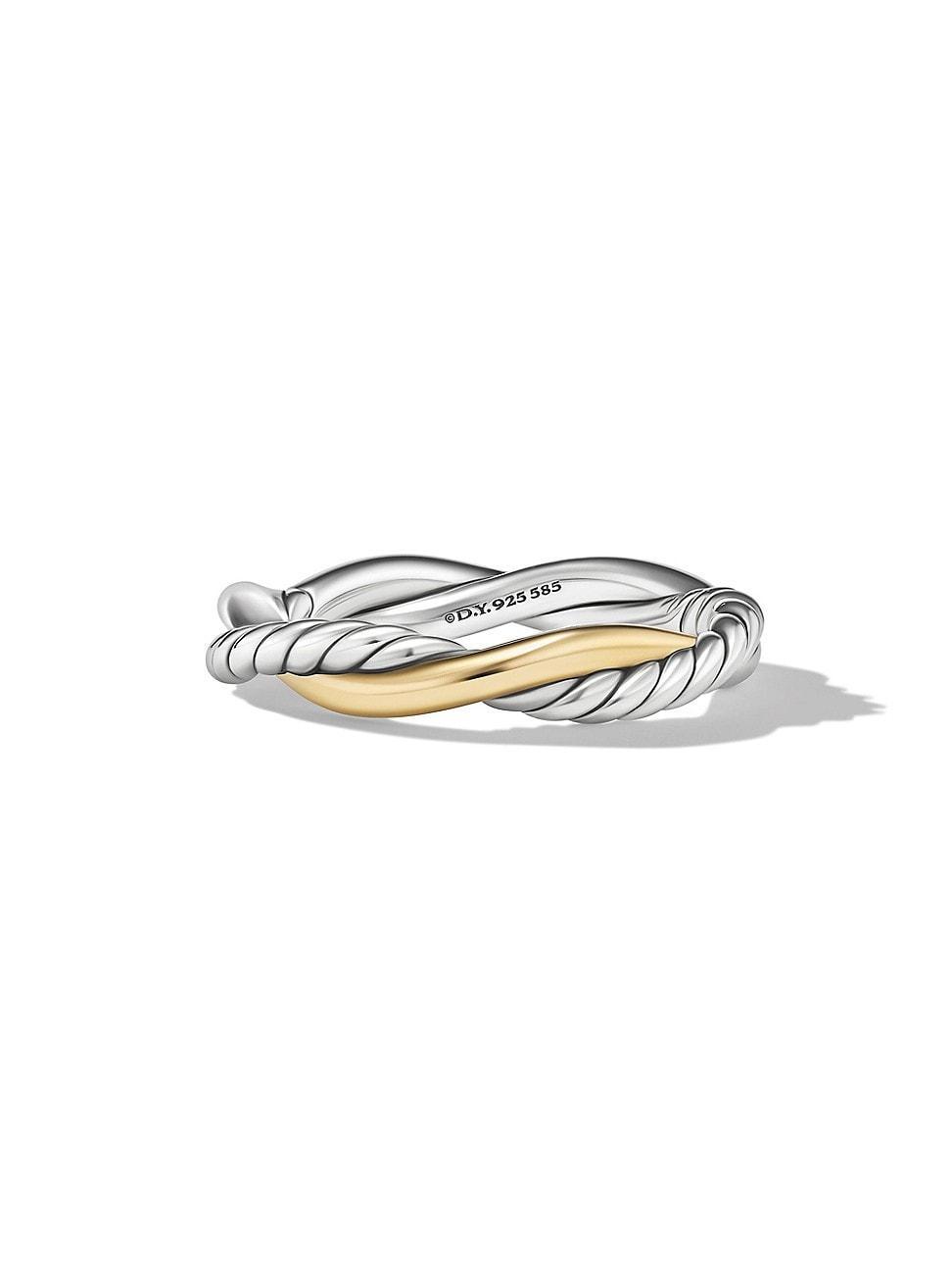 Womens Petite Infinity Band Ring in Sterling Silver with 14K Yellow Gold Product Image