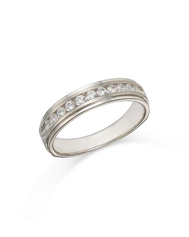 Bloomingdales Mens Channel Set Diamond Band in 14K White Gold, 0.5 ct. t. w. - 100% Exclusive Product Image