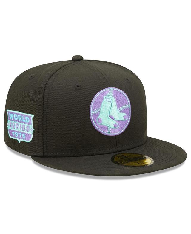 Mens New Era Black Boston Red Sox Alternate Logo Black Light 59Fifty Fitted Hat Product Image