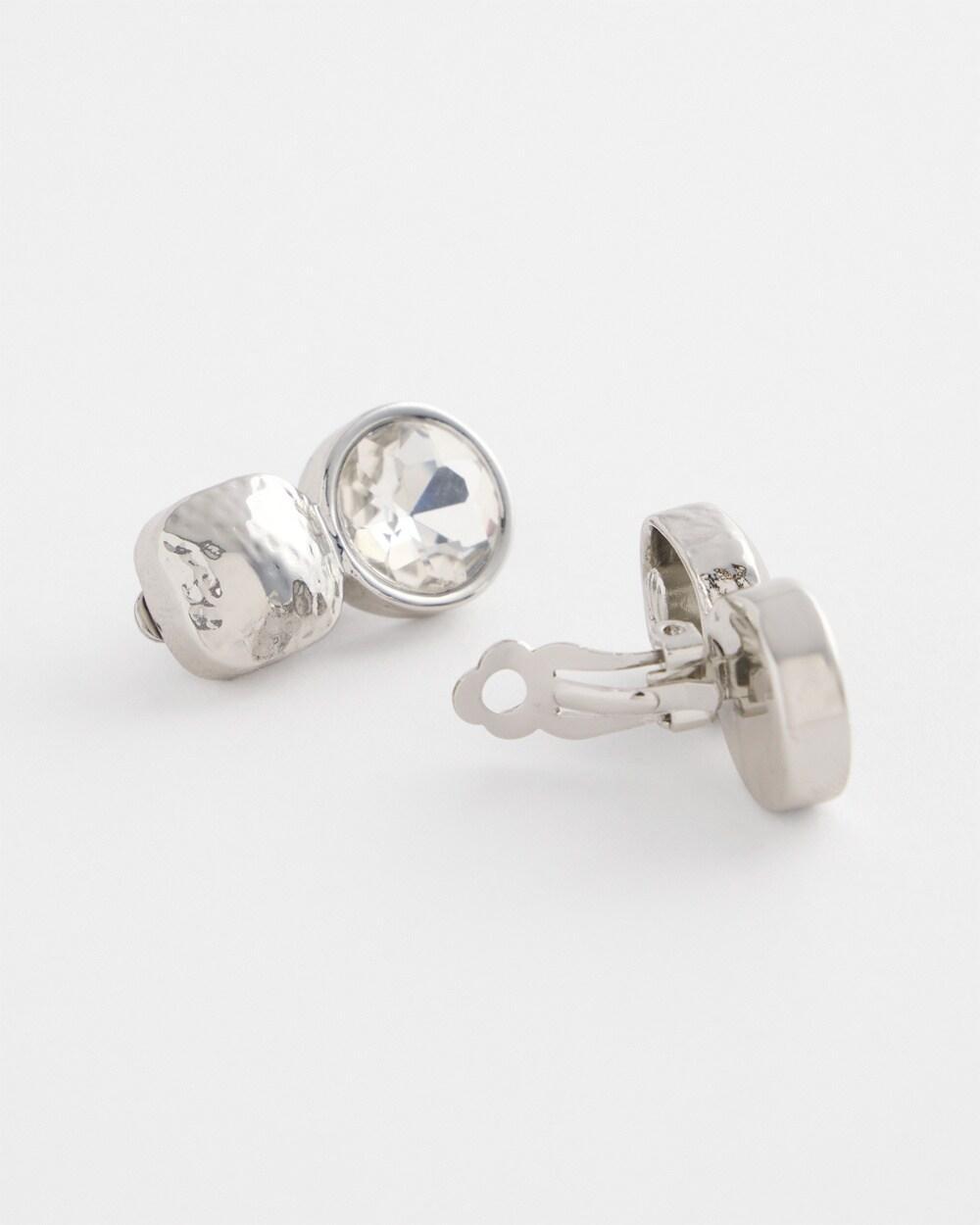 No Droopu2122 Silver Tone Crystal Clip-On Earrings Product Image