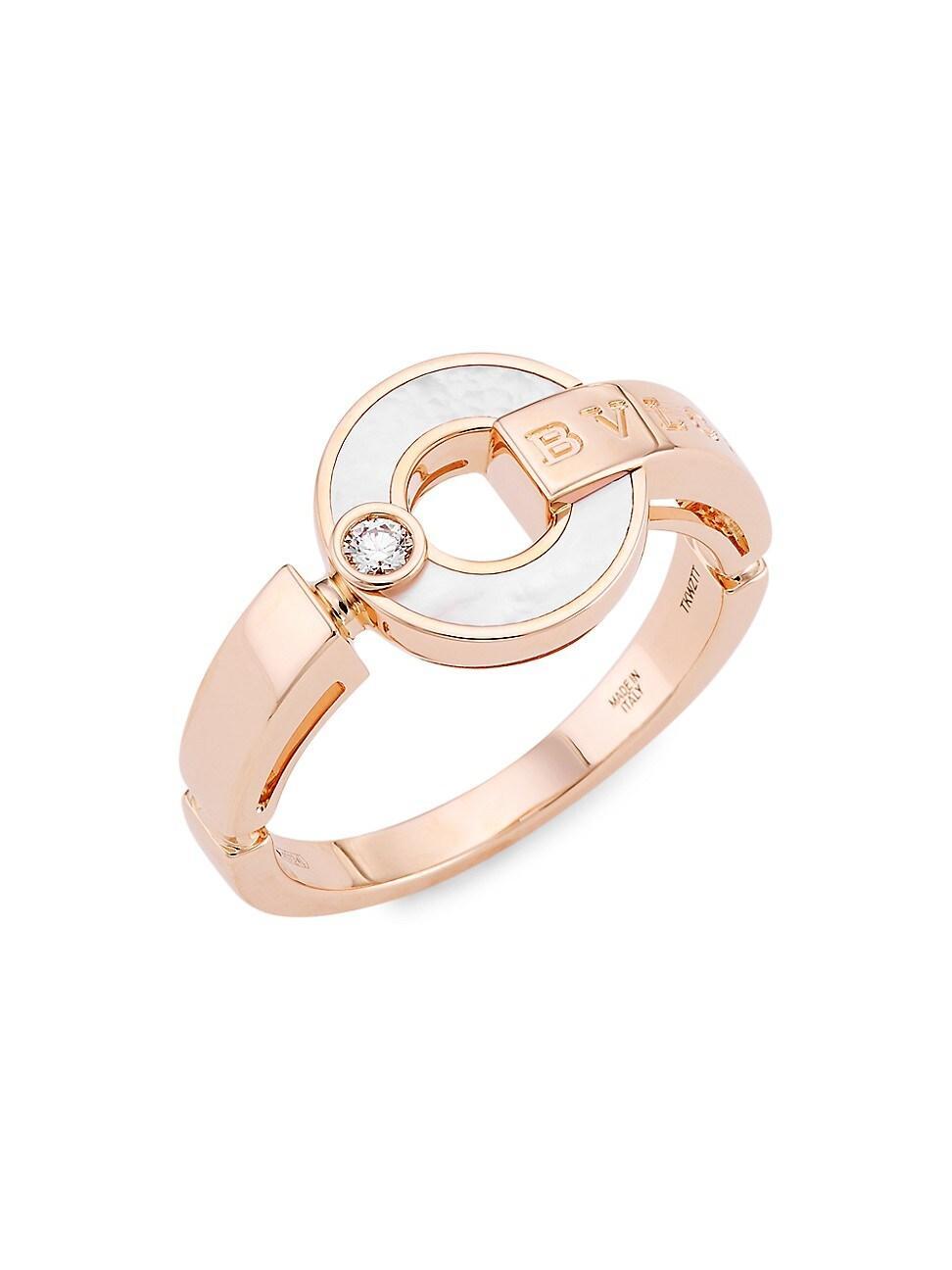 Womens Essential 18K Rose Gold, Mother-of-Pearl & Diamond Ring Product Image