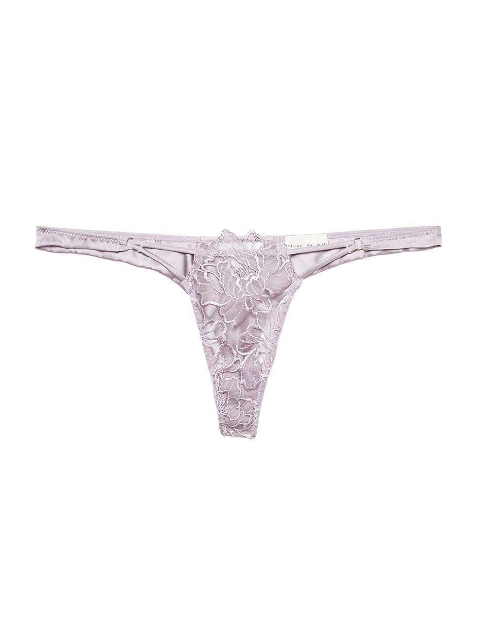 Womens Whitney Floral Embroidered Satin Thong Product Image