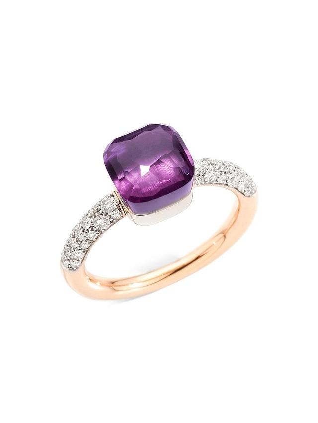 Womens Nudo Petit Amethyst, Diamond, 18K White Gold & 18K Rose Gold Ring Product Image