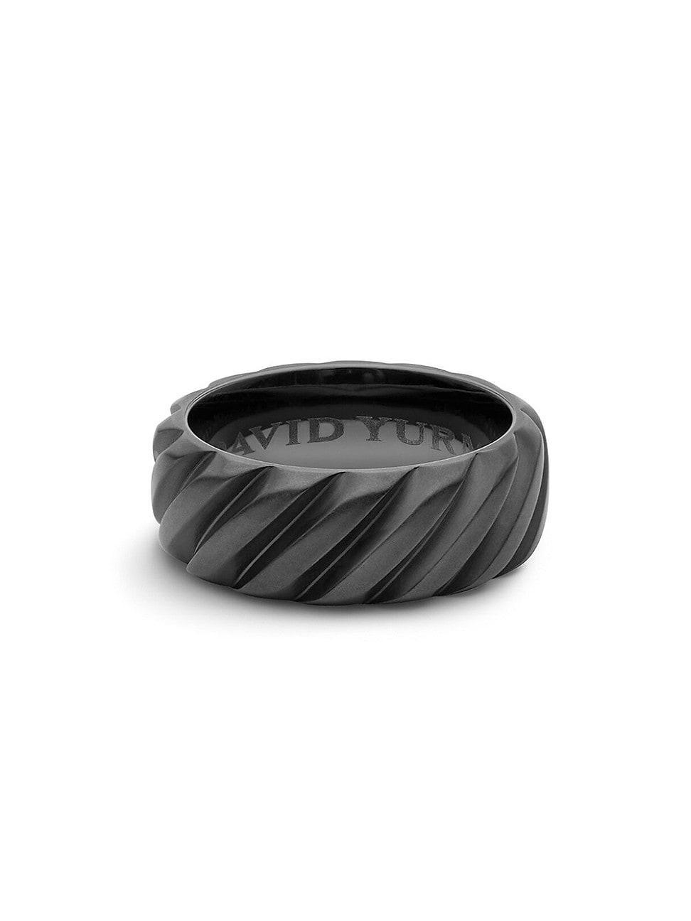 Mens Modern Cable Band Ring in Black Titanium Product Image