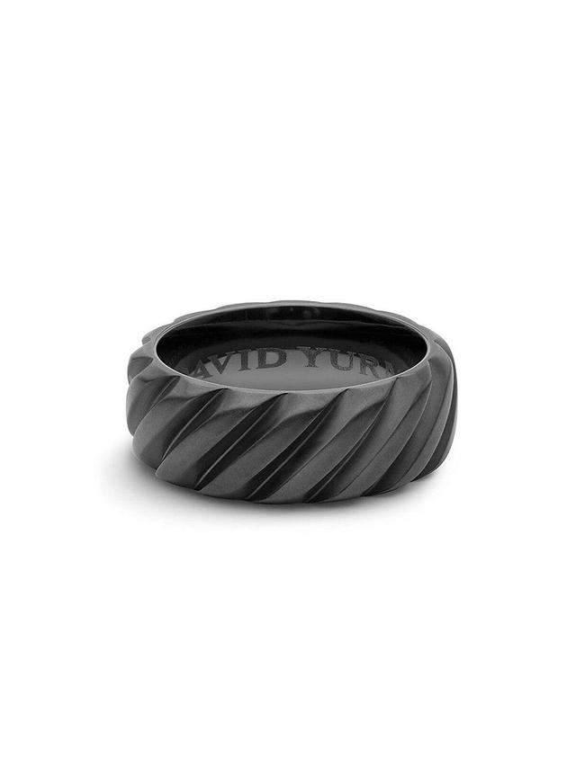 Mens Modern Cable Band Ring in Black Titanium Product Image