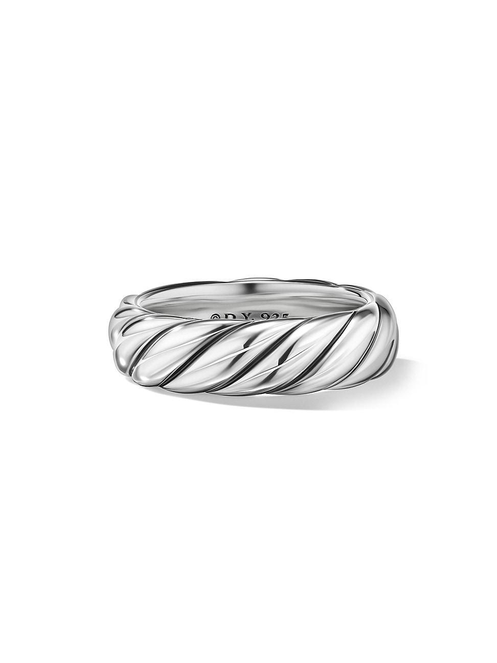 Womens Sculpted Cable Band Ring in Sterling Silver Product Image