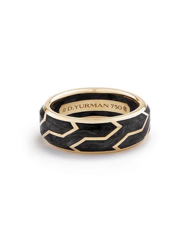 Mens Forged Carbon Band Ring with 18K Yellow Gold Product Image