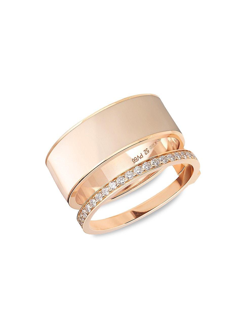 Womens Berbere Chromatic 18K Rose Gold, Nude Lacquer & Diamond Pav 2-Row Ring Product Image