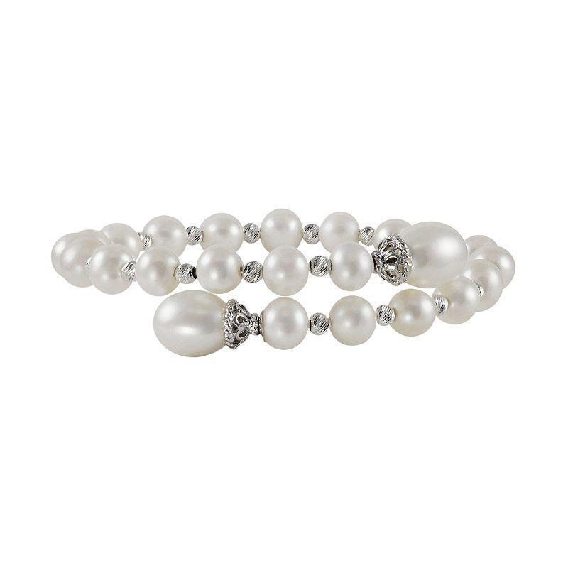 PearLustre by Imperial Sterling Silver Freshwater Cultured Pearl Bead Cuff Bracelet, Womens White Product Image