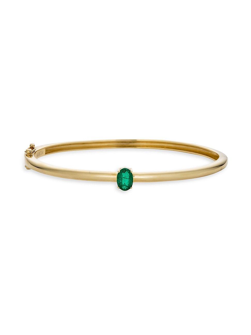 Womens 14K Yellow Gold & Emerald Bangle Product Image