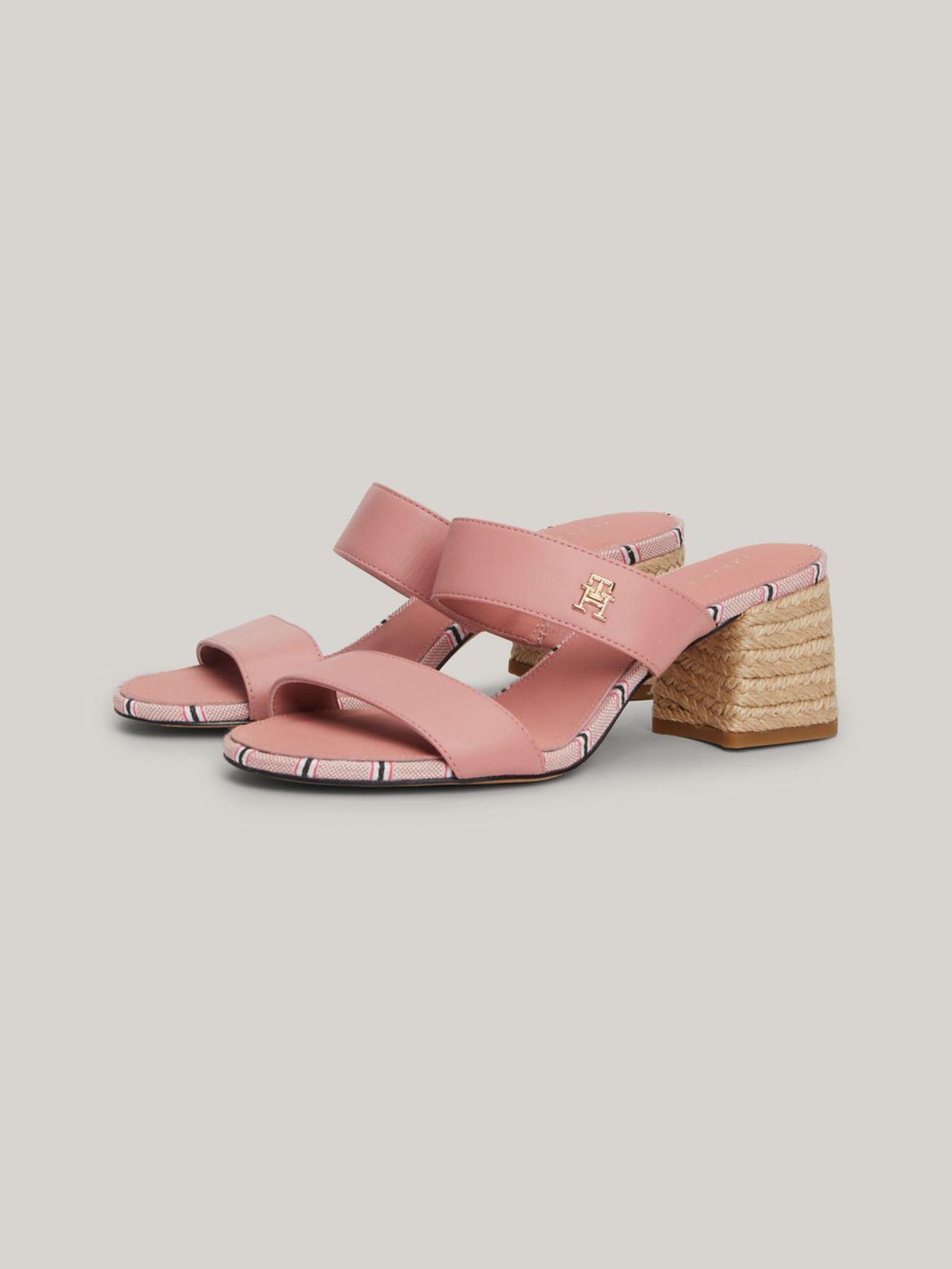 Tommy Hilfiger Women's Elevated Leather Block Heel Sandal - Pink - US 7.5 / EU 38 Product Image