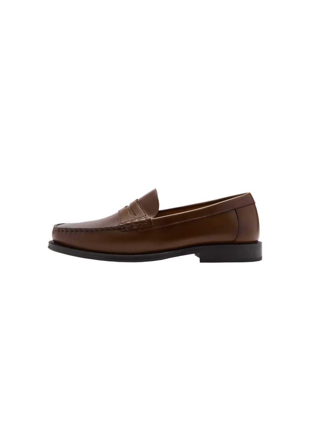 MANGO MAN - Aged-leather loafers burgundyMen Product Image