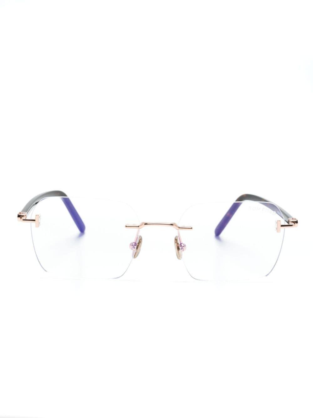 Rimless Rectangle-frame Glasses In Gold Product Image