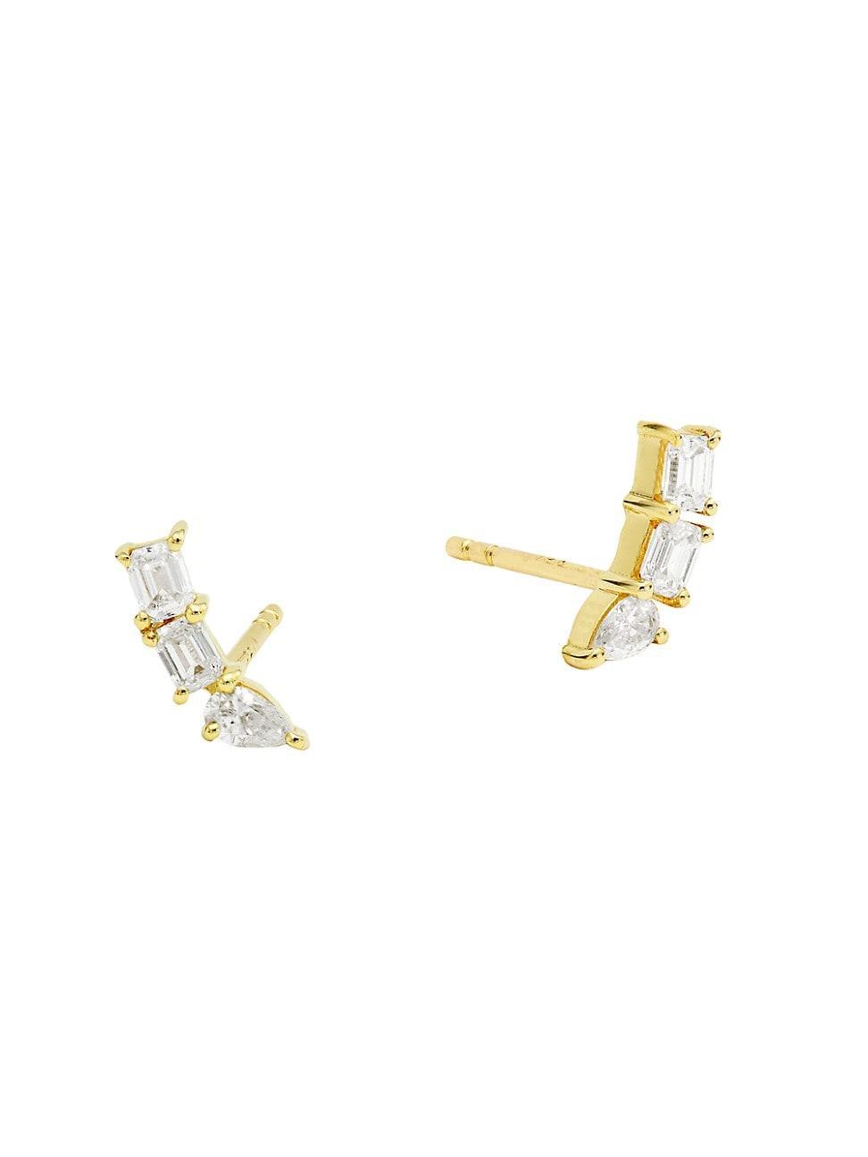 Womens 14K Yellow Gold & 0.91 TCW Diamond Ear Climber Earrings Product Image