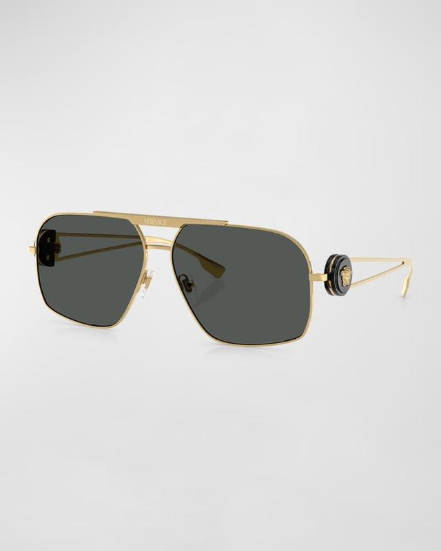 Mens Double-Bridge Metal Aviator Sunglasses Product Image