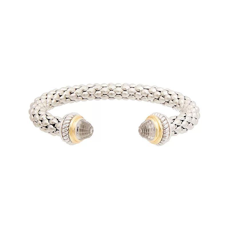 Juvell Two-Tone 18k Gold Plated White Topaz Ends Bangle Bracelet, Womens, Two Tone Product Image