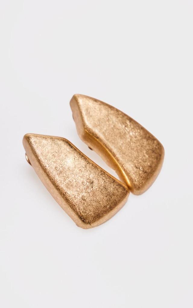 Gold Burnished Chunky Abstract Stud Earrings Product Image