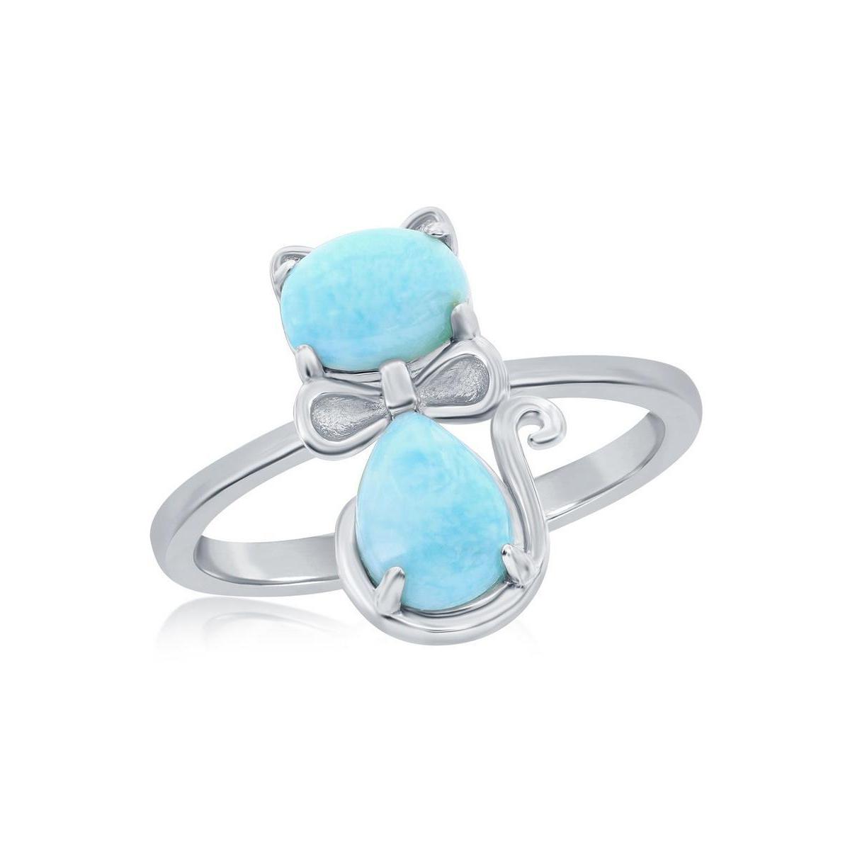 Sterling Silver Larimar Cat Ring Product Image