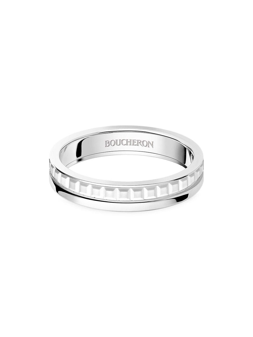 Womens Quatre Double White Edition 18K White Gold & PVD Wedding Band Product Image