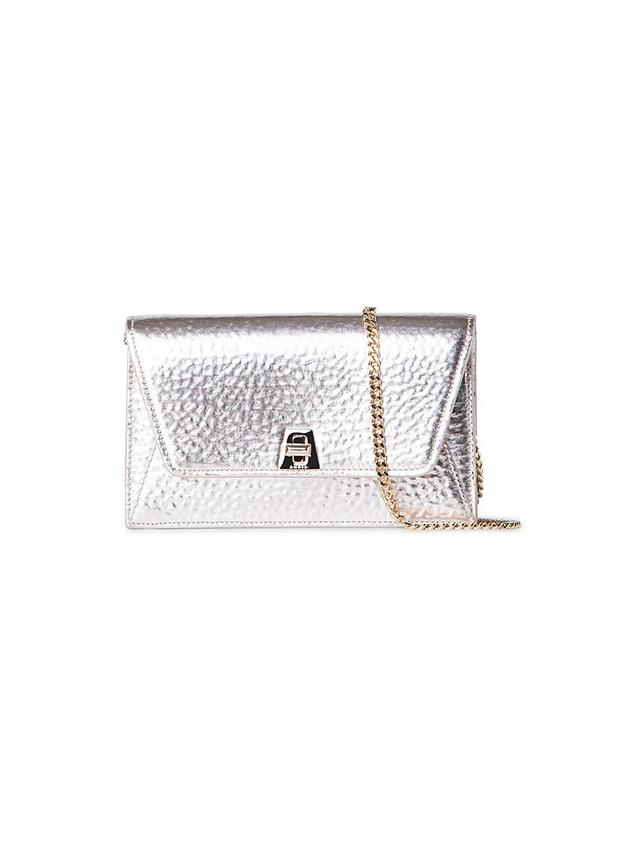 Womens Anouk Metallic Leather Envelope Crossbody Bag Product Image