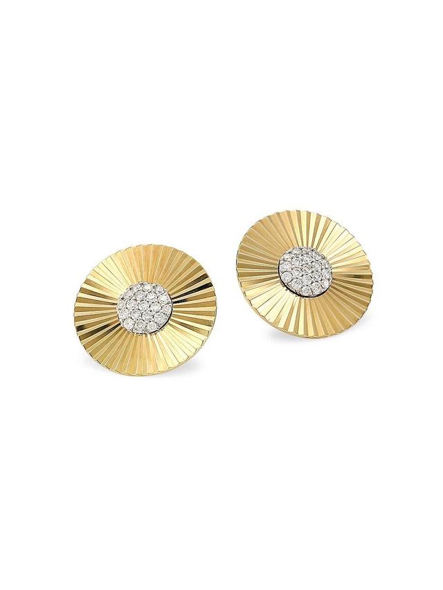 Womens Aura 14K Yellow Gold & Diamond Large Stud Earrings Product Image