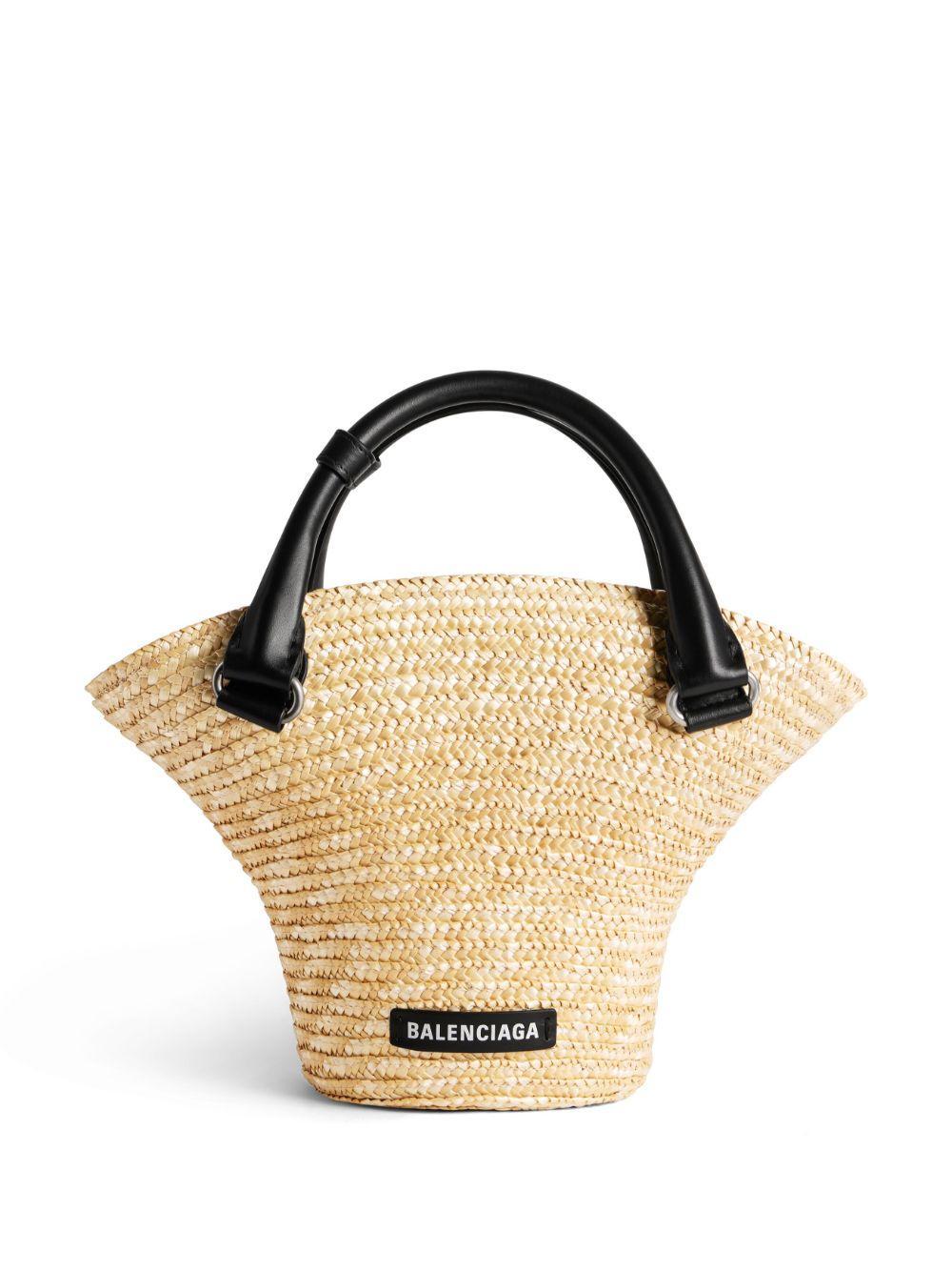 BALENCIAGA Medium Braided-raffia Tote Bag In Natural Product Image