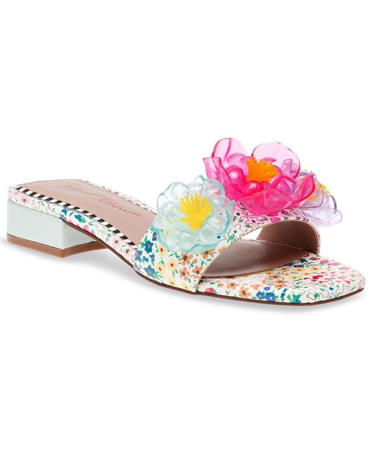 Betsey Johnson Womens Brice Embellished Block-Heel Slide Sandals Product Image