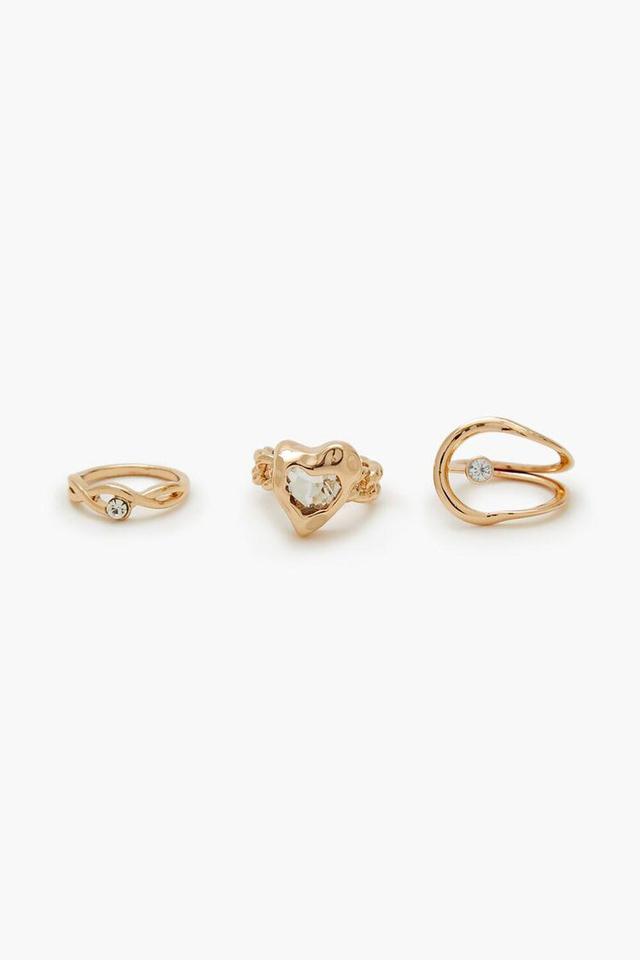 Hammered Heart Cocktail Ring Set | Forever 21 Product Image