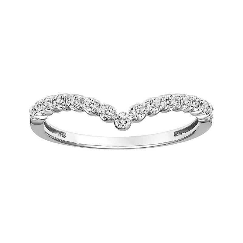 Love Always 10k White Gold 1/6 Carat T.W. Diamond Chevron Anniversary Ring, Womens Product Image