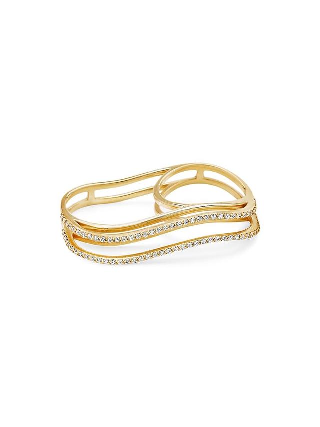 Womens Coup De Coeur 18K Yellow Gold & 0.64 TCW Wavy Double-Finger Ring Product Image