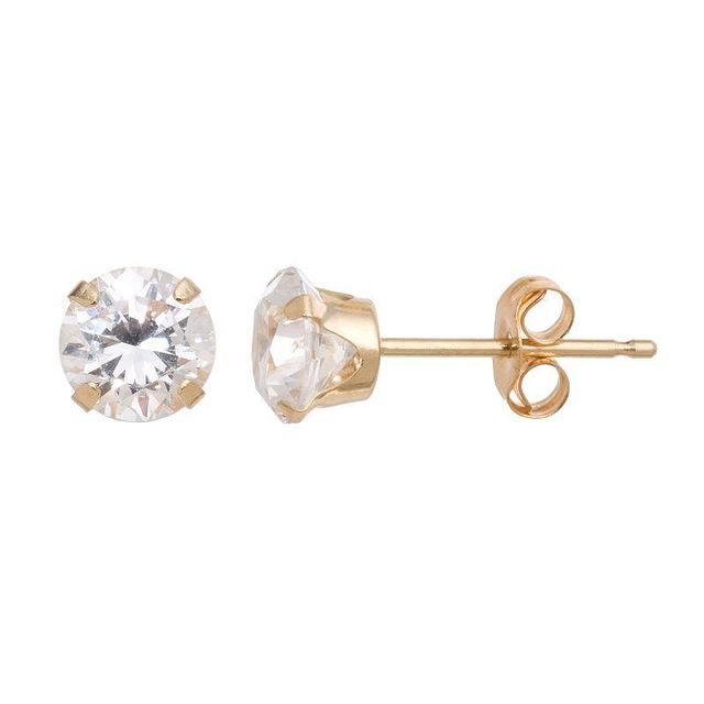 Taylor Grace 10k Gold Cubic Zirconia Stud Earrings, Womens, White Product Image