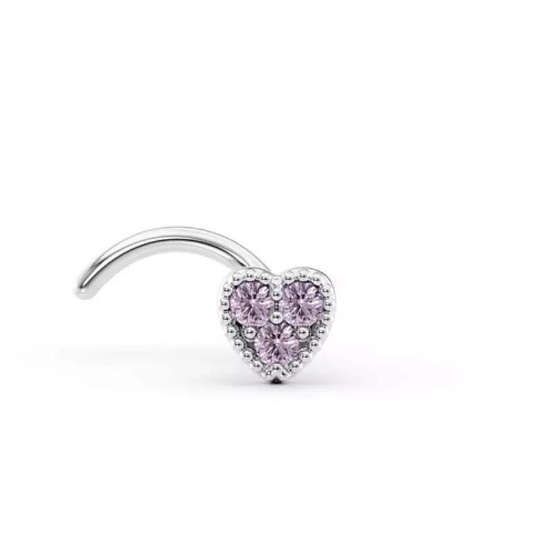 Lila Moon 14k Gold Purple Cubic Zirconia Curved Nose Stud, Womens, 14k White Gold Product Image