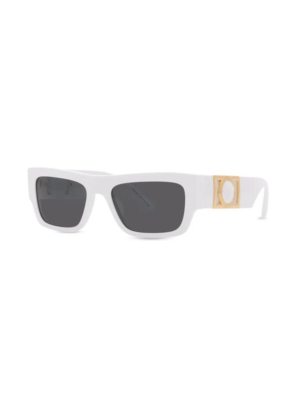 Logo-plaque Rectangular Sunglasses In White Smoke Product Image