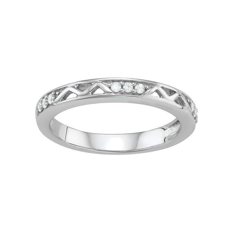 Jewelexcess Sterling Silver 1/10 Carat T.W. Diamond Openwork Ring, Womens Silver Tone Product Image