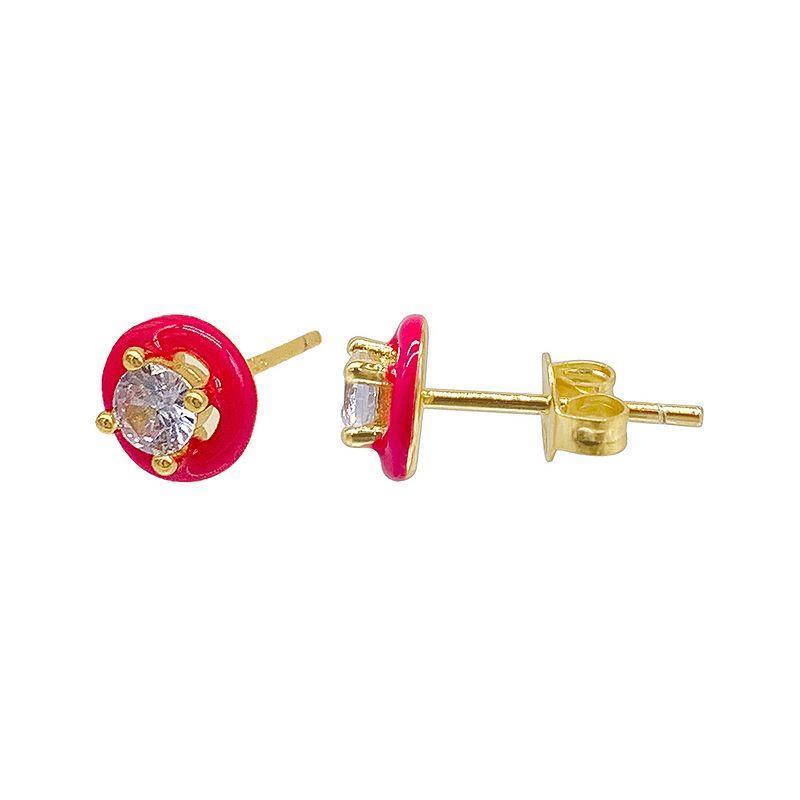 Adornia Pink Enamel Halo Studs Earrings Product Image