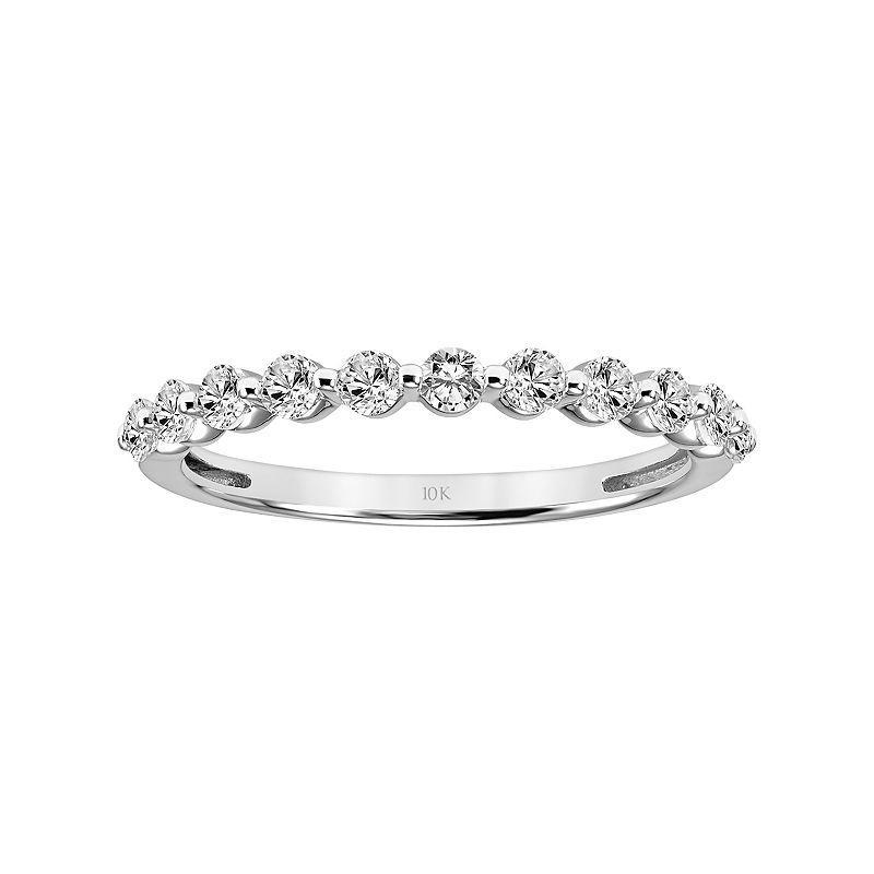 Love Always 10k White Gold Lab-Created White Sapphire Wedding Band, Womens Product Image