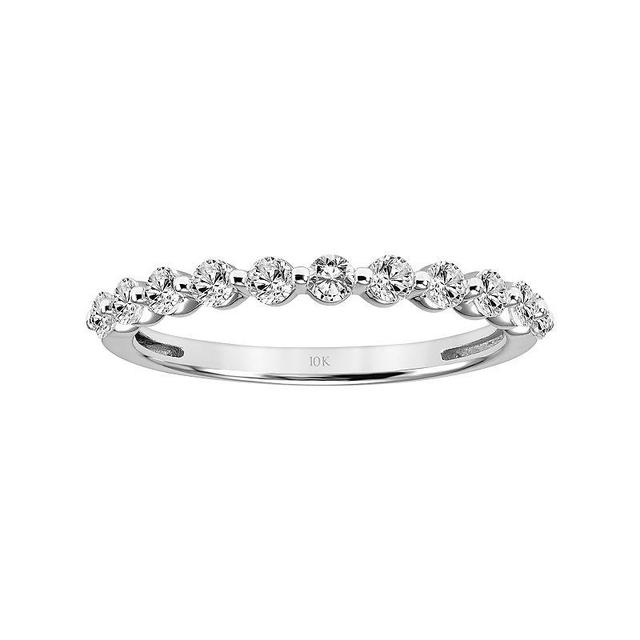 Love Always 10k White Gold Lab-Created White Sapphire Wedding Band, Womens Product Image