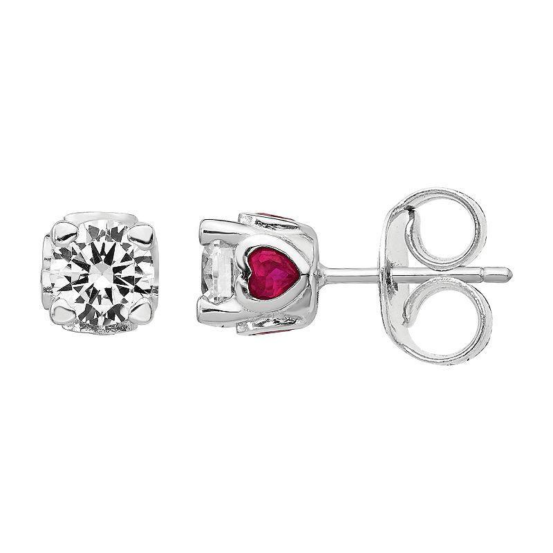 Sophie Miller Cheryl M Sterling Silver Lab-Created Ruby & Cubic Zirconia Teardrop Earrings, Womens Product Image