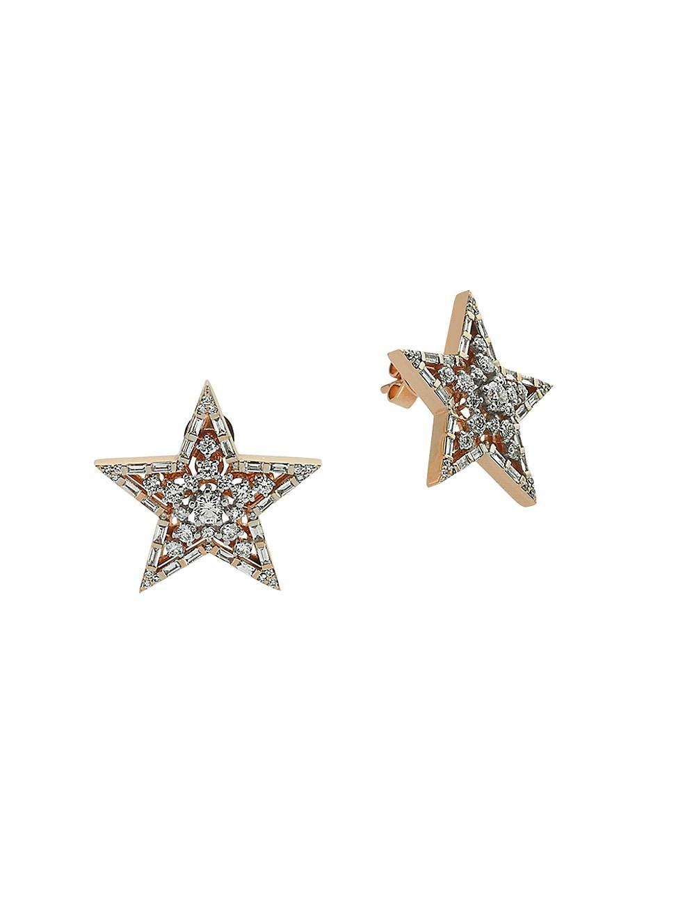 Womens Star Light Sirius 18K Rose Gold & Diamond Earrings Product Image