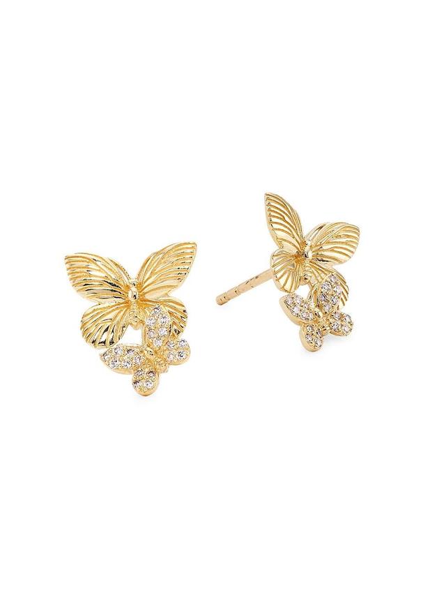 Womens 14K Yellow Gold & 0.18 TCW Diamond Earrings Product Image