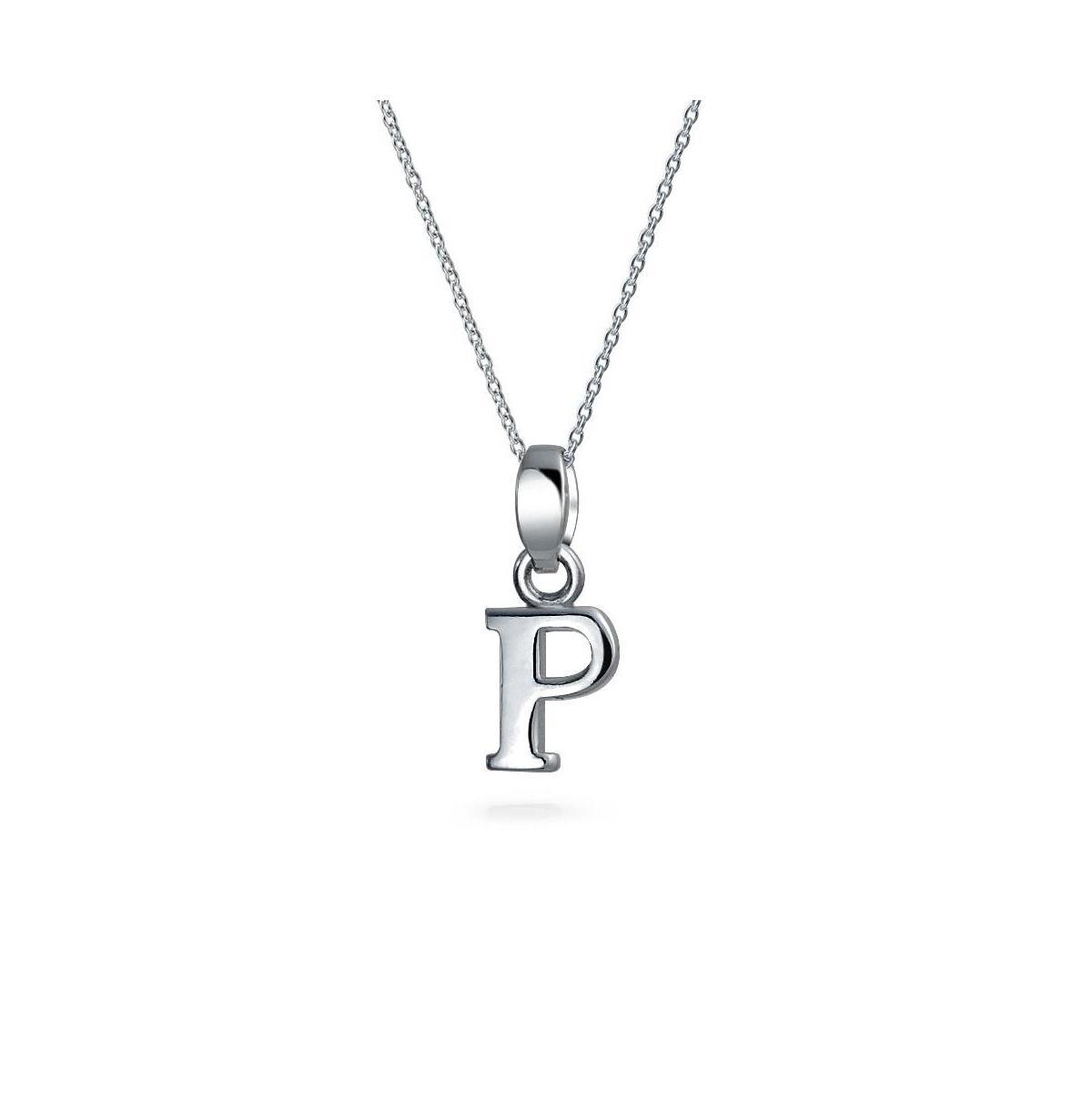 Bling Jewelry Abc Capital Block Letter Alphabet A-z Initial Pendant Necklace For For Women .925 Sterling Silver Product Image