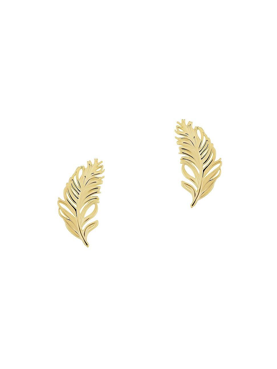 Womens 14K Yellow Solid Gold Fine as A Feather Studs Product Image