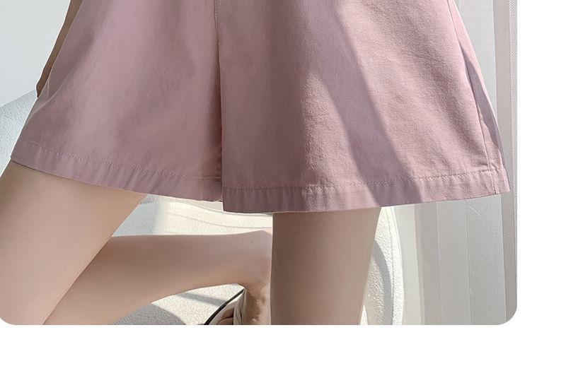 Elastic Waist Plain Shorts Product Image