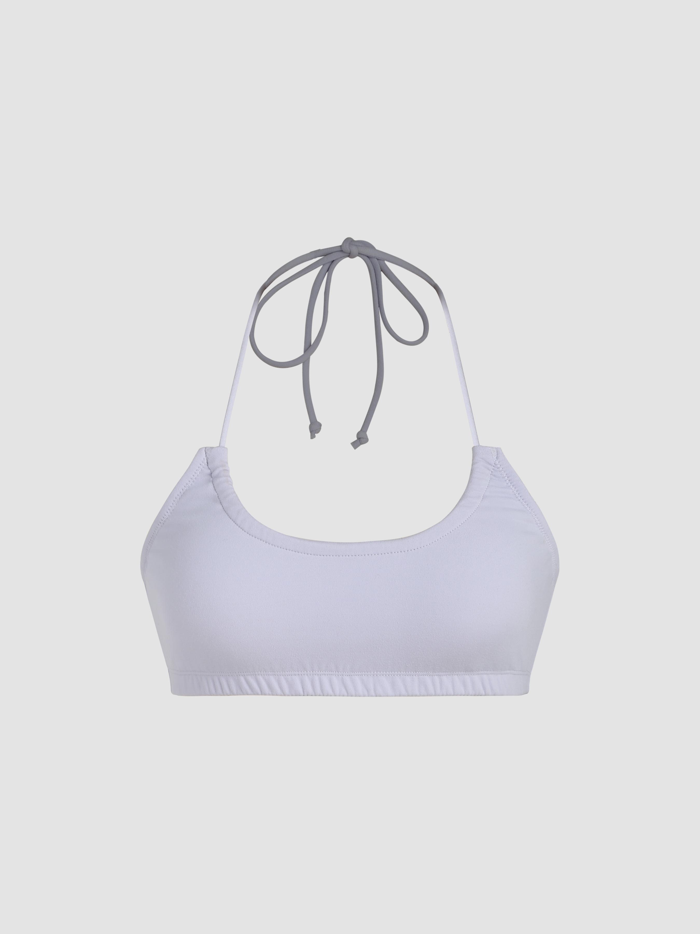 Solid Drawstring Halter Bralette Product Image