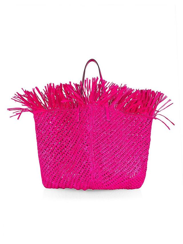 Womens Crochet Raffia Square Tote Product Image