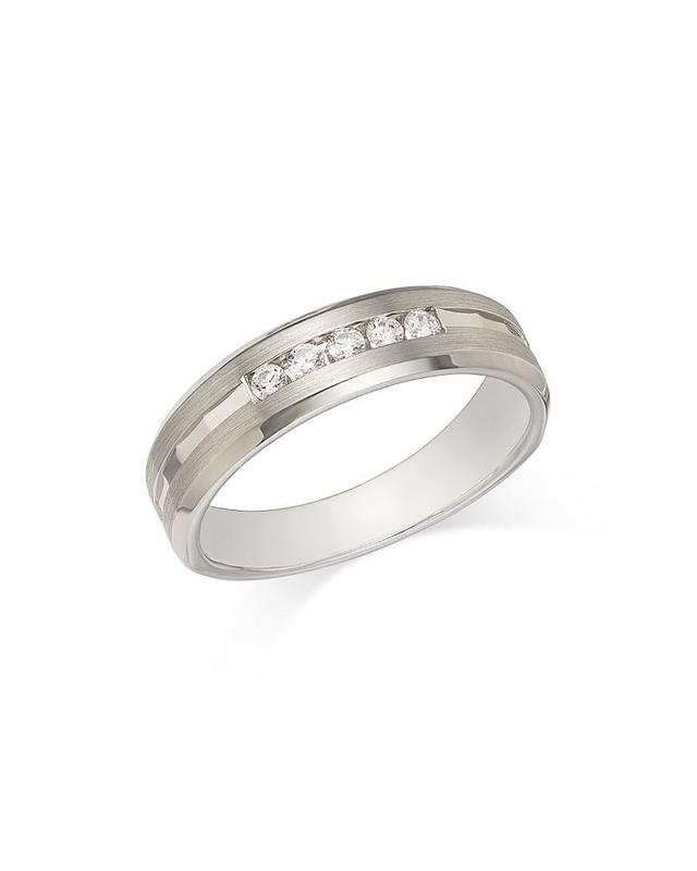 Bloomingdales Fine Collection Mens Diamond Band in 14K White Gold, 0.20 ct. t. w. - Exclusive Product Image