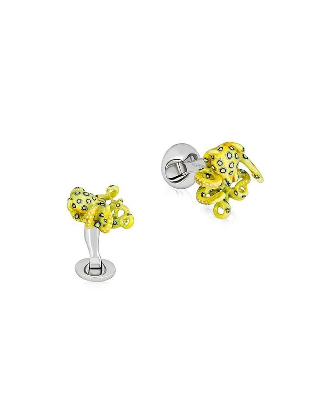 Mens Yellow Octopus Sterling Silver Cufflinks Product Image