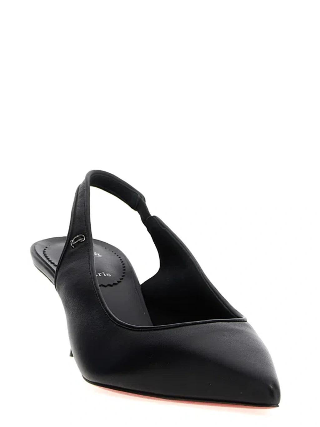 CHRISTIAN LOUBOUTIN Womens Black Sporty Kate Sling 55 Leather Heeled Courts Product Image