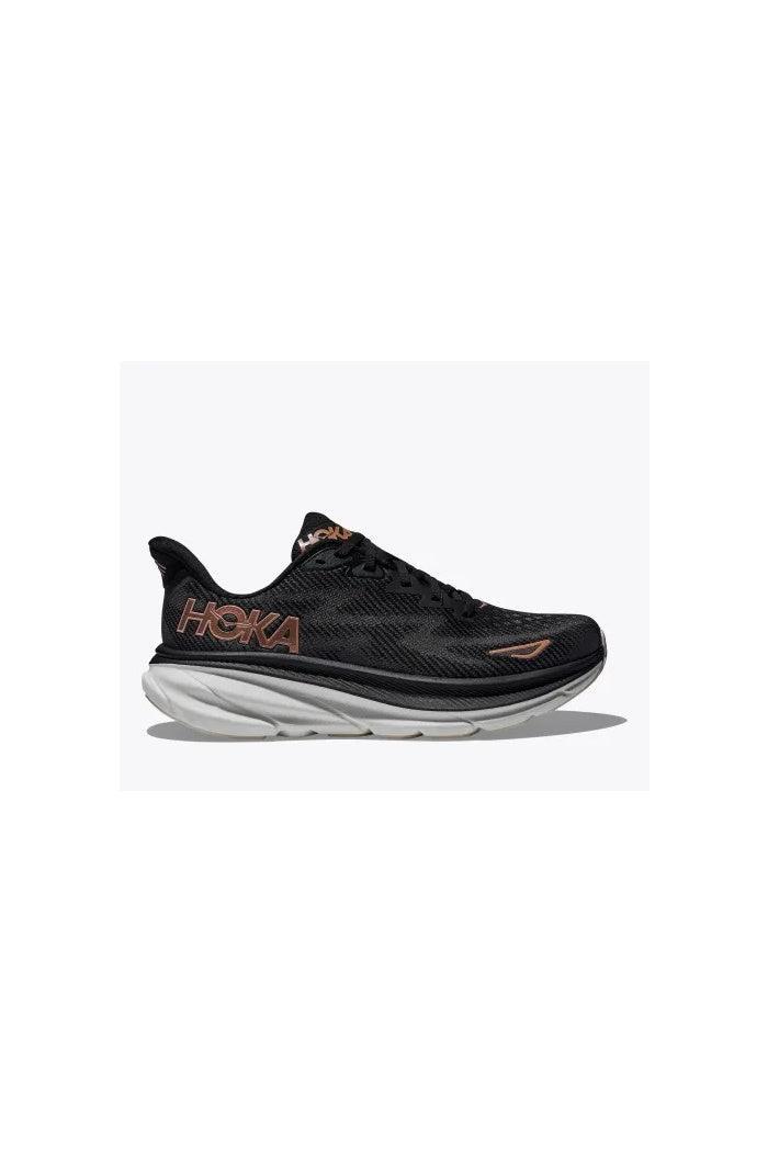 Women's Hoka Clifton 9 Wide Width in Black Copper Female Product Image